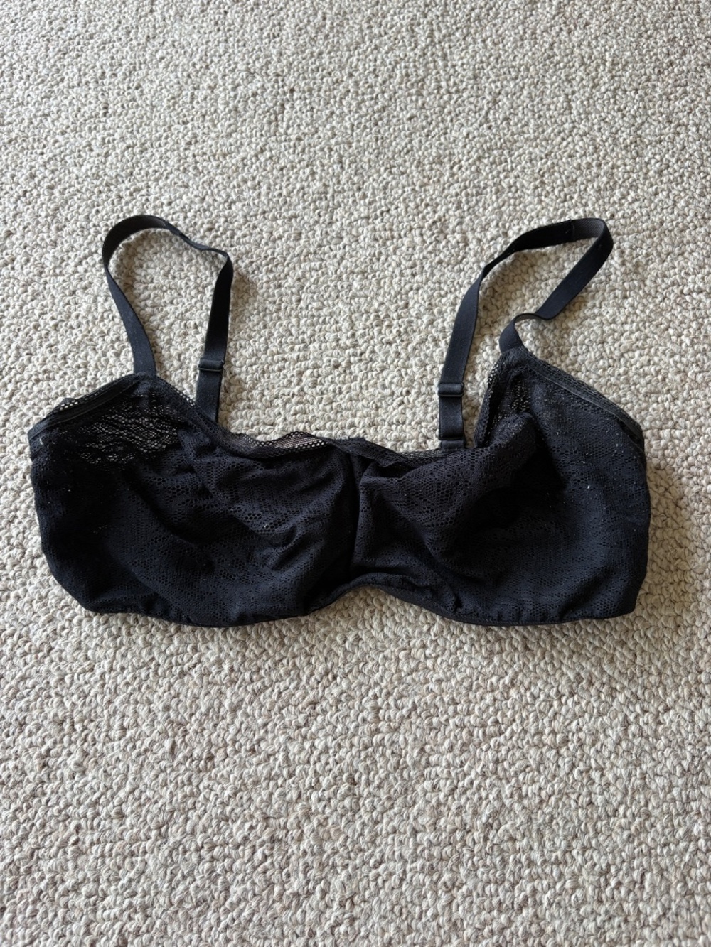 SOMA Black Lace Bra 36DDD Unlined Balconette